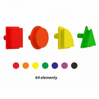 Zestaw Kołeczki w kształcie figur geometrycznych 64szt do tablic STEM