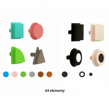 Zestaw Kołeczki w kształcie figur geometrycznych 64szt do tablic STEM