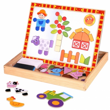 Drewniana Tablica Dwustronna Puzzle Układanka Magnetyczna Farma