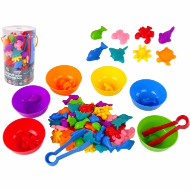 Gra Edukacyjna Montessori Sorter Kolorów Morska Kraina 64 el.