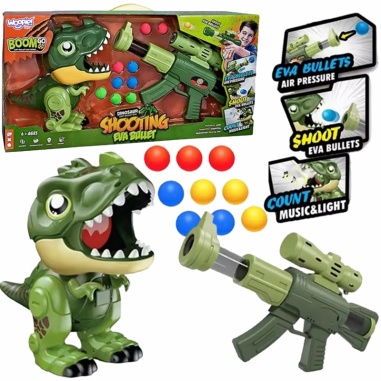 Interaktywny Pistolet na Piankowe Kulki + Dinozaur Wyrzutnia