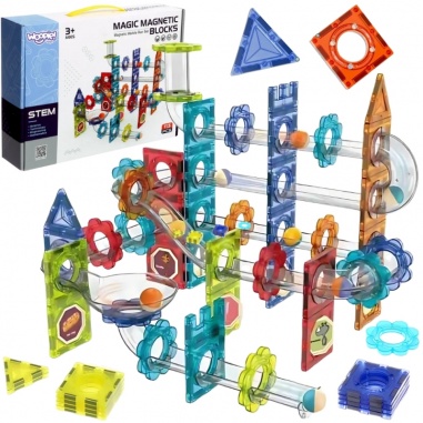 Magnetyczne Konstrukcyjne 3D Zestaw Edukacyjny Tor Kulkowy Kulodrom 113 el.