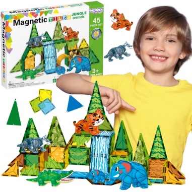 Magnetyczne Konstrukcyjne 3D Zestaw Edukacyjny Zwierzęta Dżungli 45el.