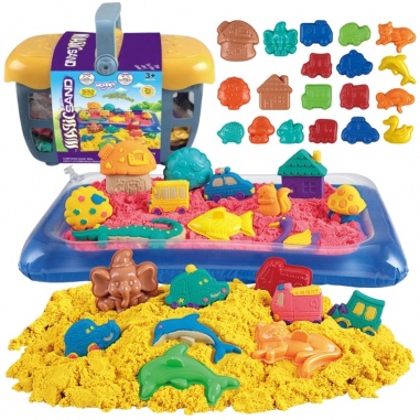 Piasek Kinetyczny 0,8 kg Zestaw w Koszyku z Foremkami + /