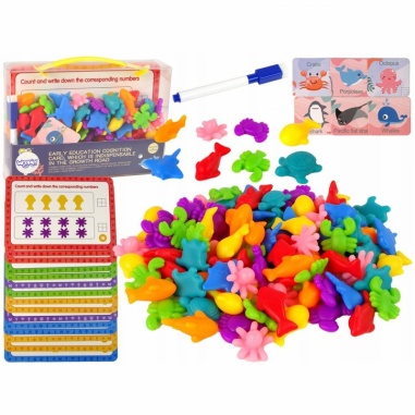Zestaw Edukacyjny Nauka Liczenia Montessori Sorter Kolorów Morska Kraina 111 el.
