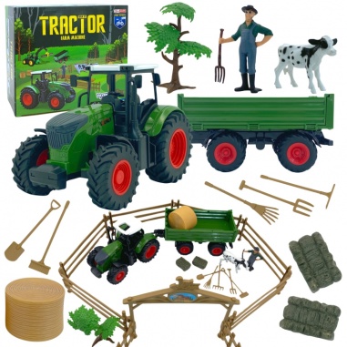 Zestaw Mini Traktor Zwierzęta Osada Rolnik 1:24