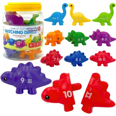 Zestaw Nauka Liczb Kolorów Montessori Figurki Dinozaury do Składania Dopasuj Cyferki 10 el.