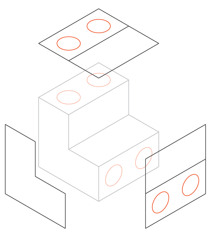 Schematic of a part that requires multiple setups
