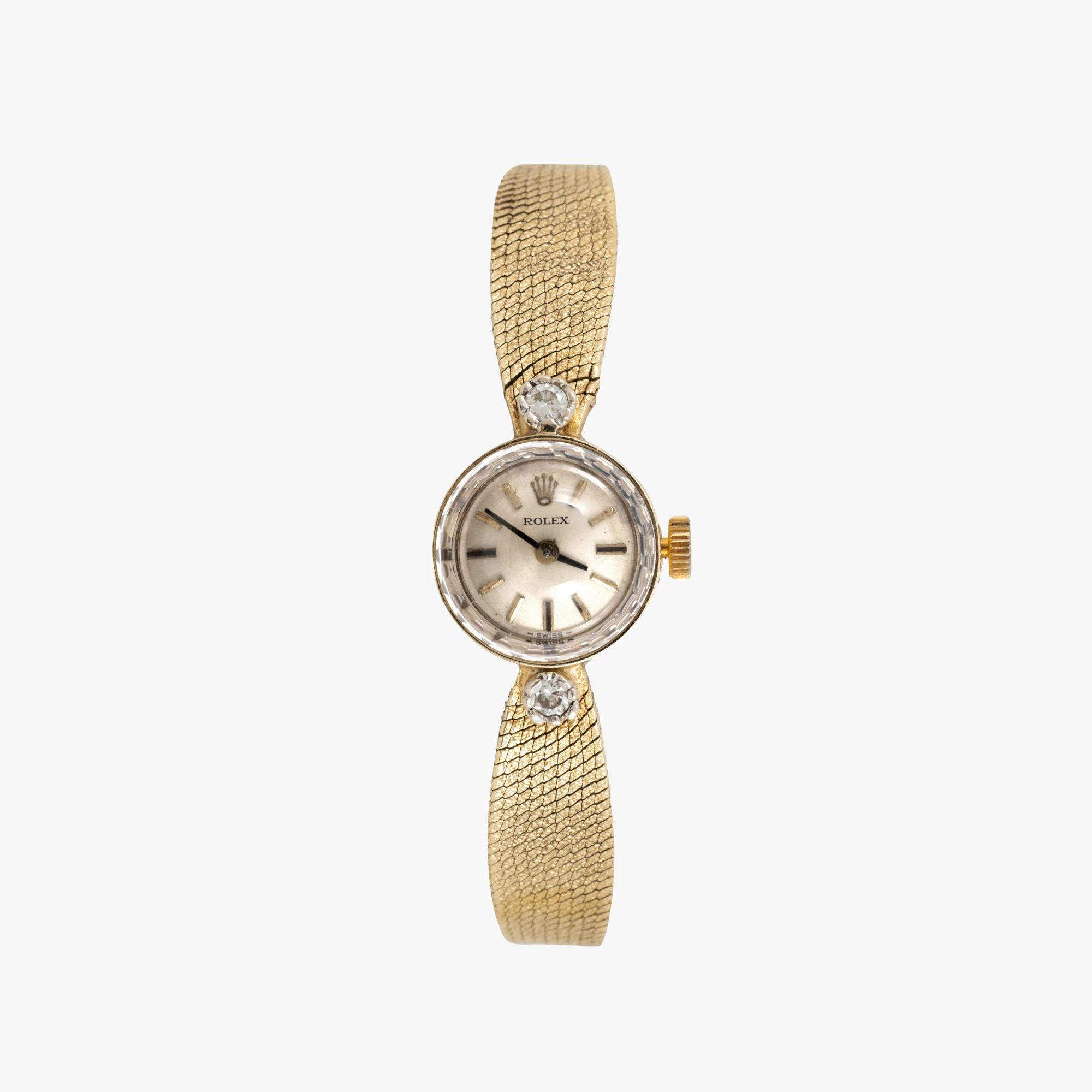 Ceas Rolex, din aur, cu diamante, de mână, de damă,  însoțit de certificat gemologic suplimentar