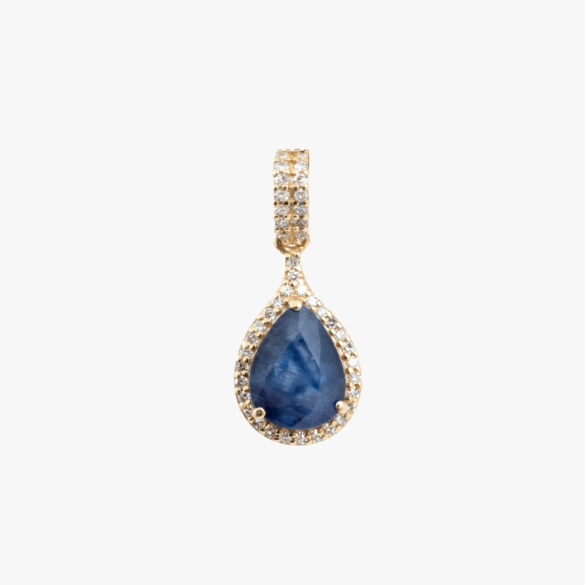 Gold pendant decorated with sapphire and diamonds, accompanied by HRD Antwerp gemological certificate