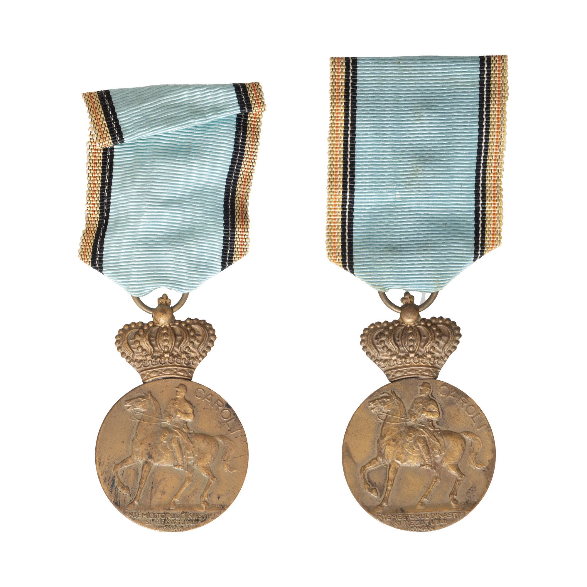 Lot format din două medalii ”Carol I întemeietorul dinastiei și al Regatului”, gravor Emil Wilhelm Becker, 1939