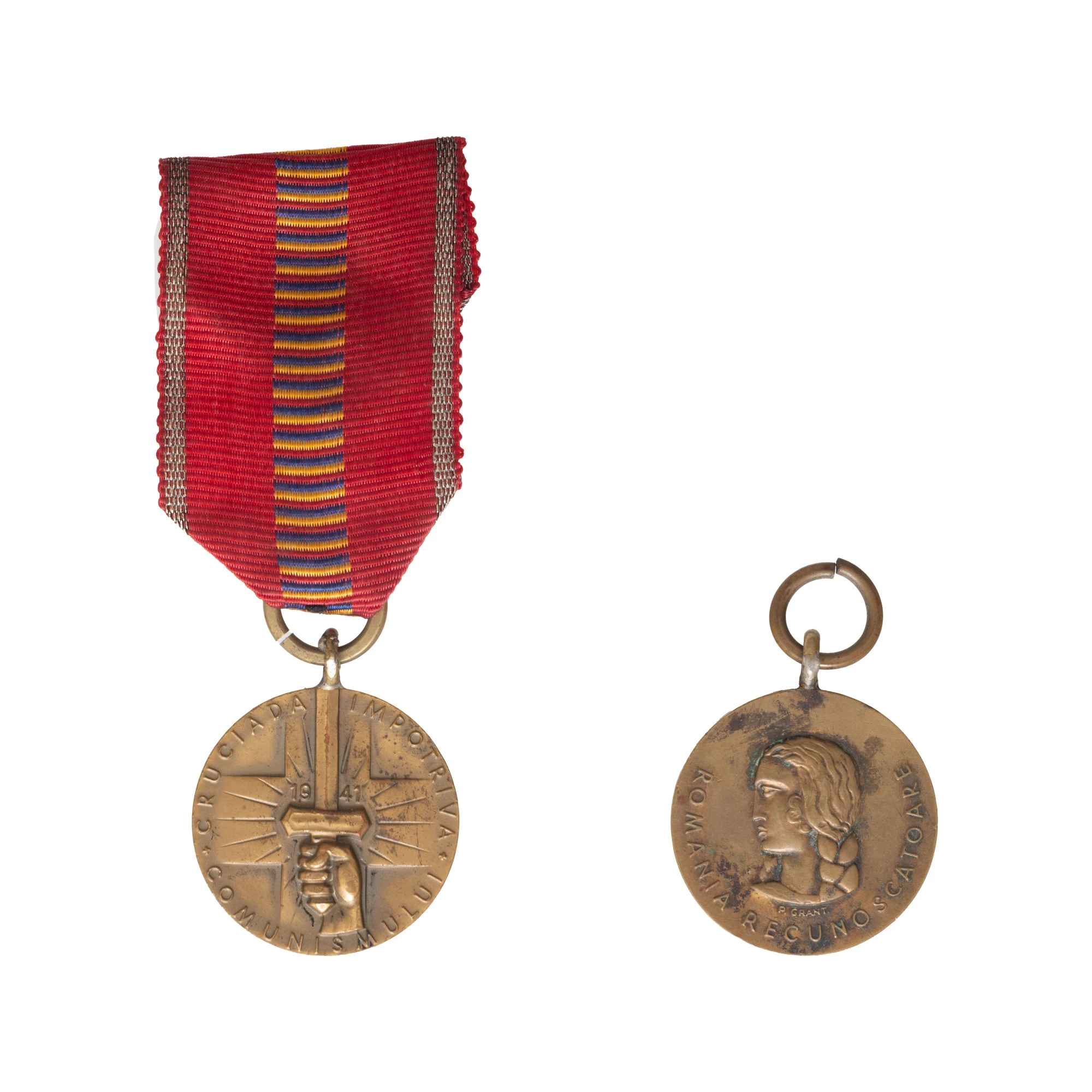 Lot format din două medalii ”Cruciada împotriva comunismului”, gravor Petre Grant, 1941
