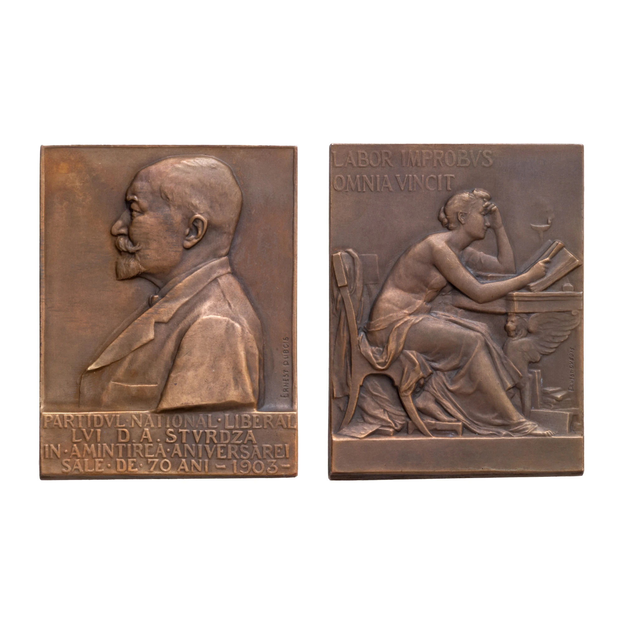 Placheta ”Aniversarea de 70 de ani a lui Dimitrie A. Sturdza”, gravor Ernest Dubois, 1903