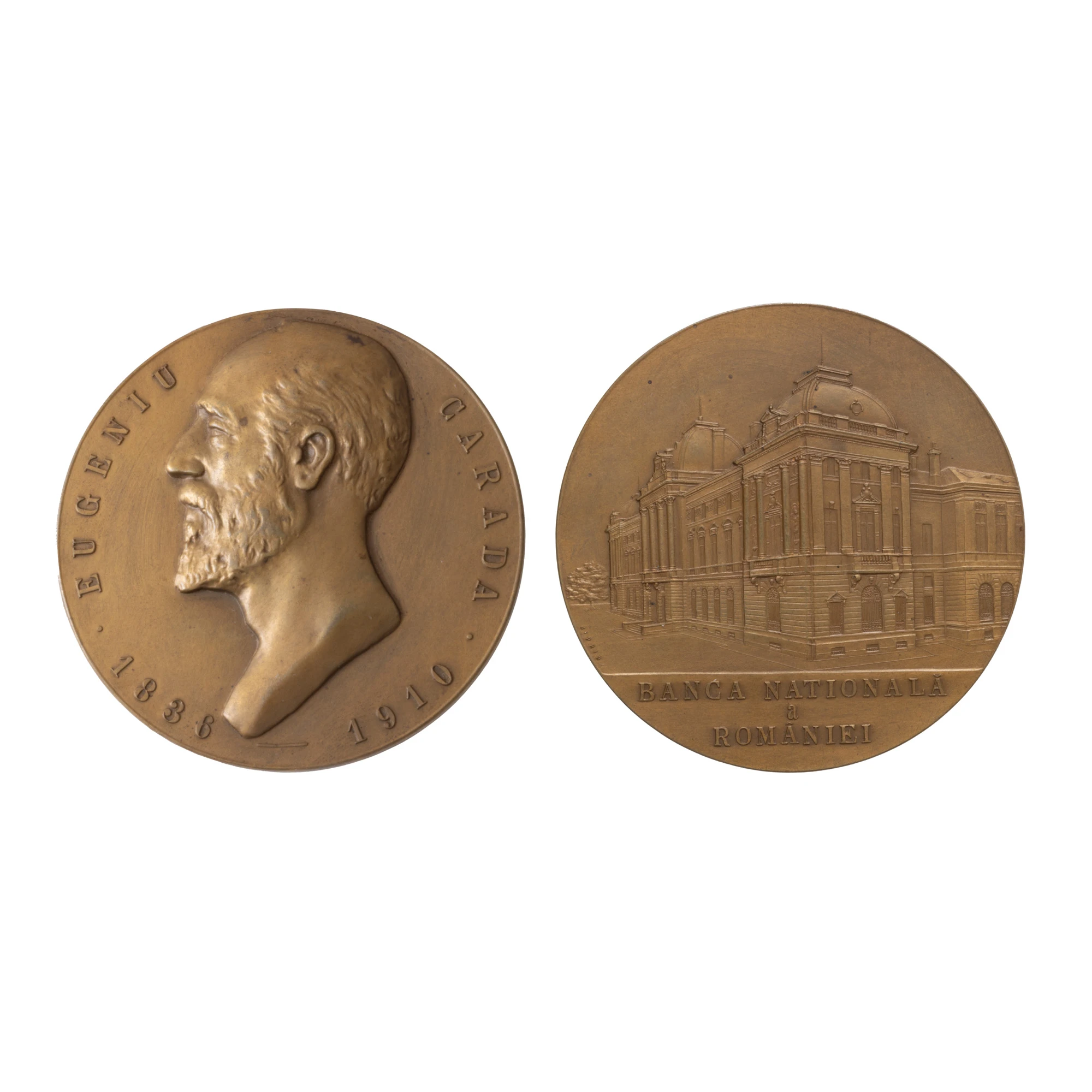 Medalia ”Eugeniu Carada 1836-1910”, gravor J. Prin, cca. 1910