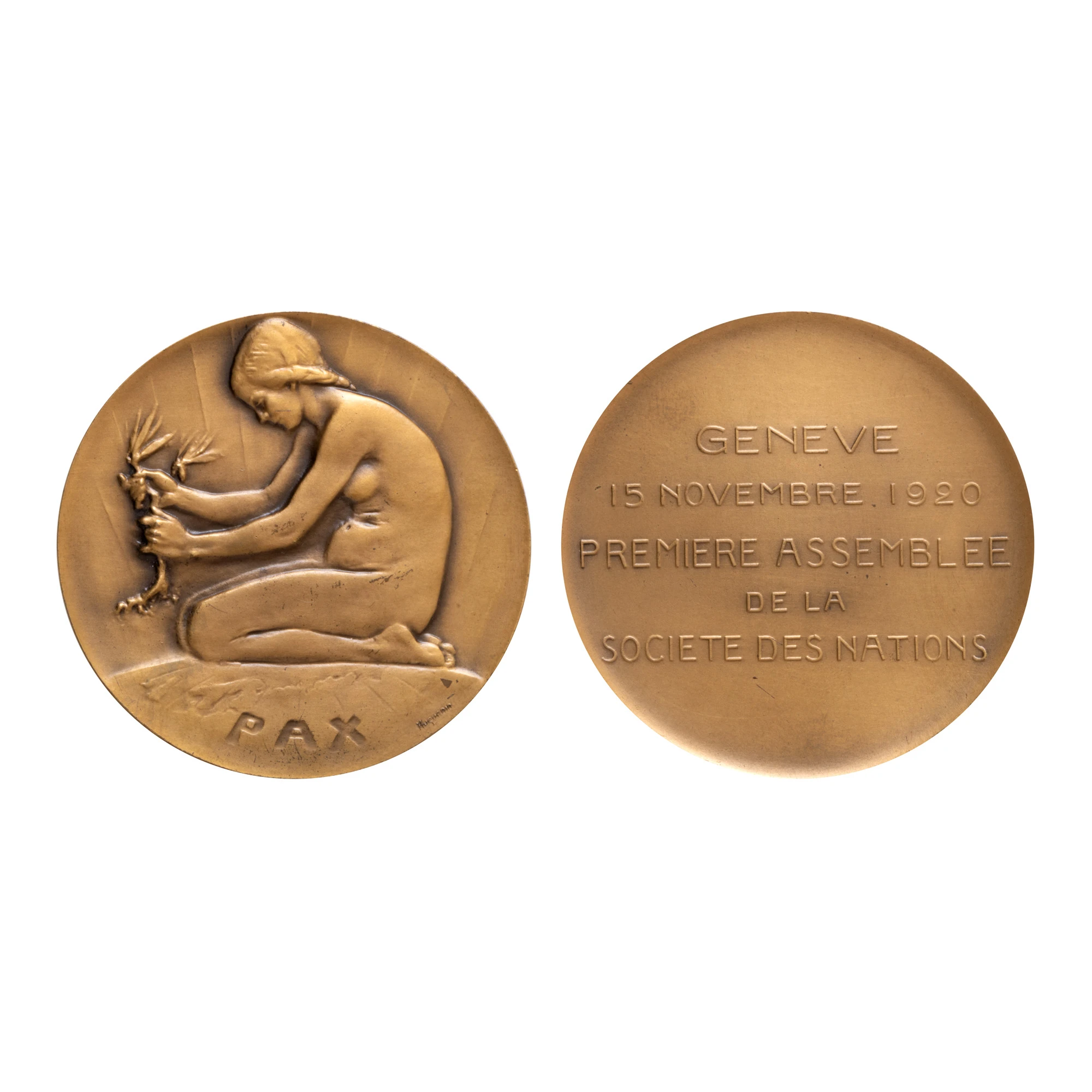 Medalia ”Prima adunare a Societății Națiunilor de la Geneva”, gravor Huguenin, 1920