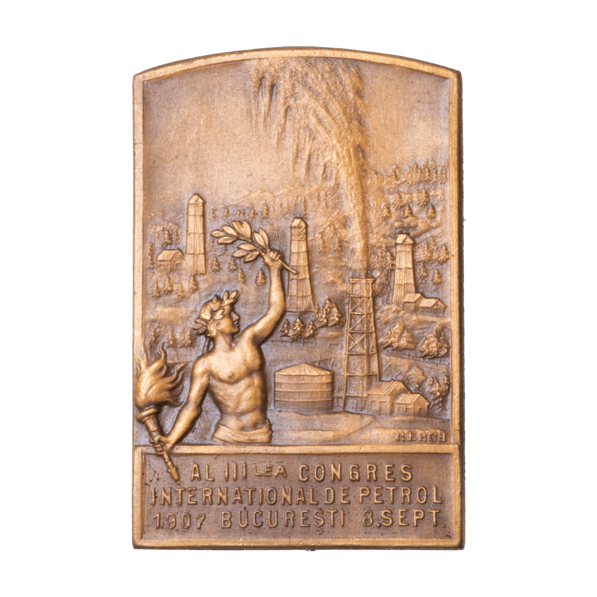 Insigna ”Al treilea Congres Internațional de Petrol de la București”, gravor Joseph Resch, 1907