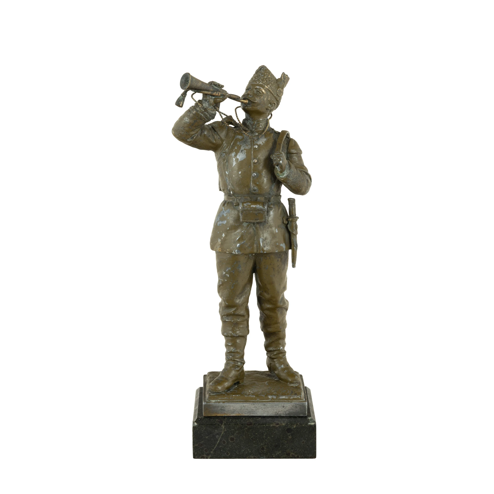 Statuetă decorativă, ilustrând un dorobanț, sculptor Hans Müller, București, cca. 1910