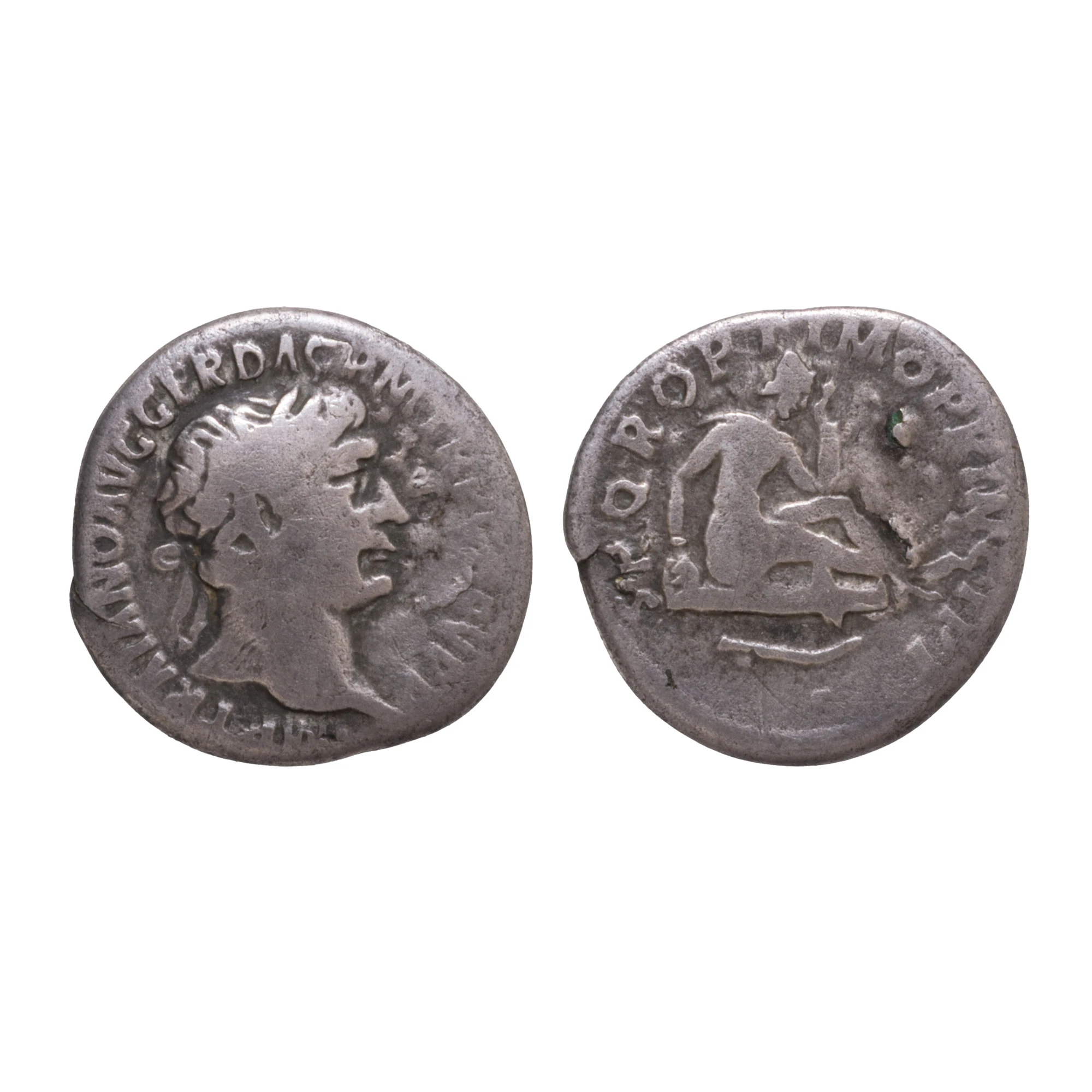 Monedă Denarius, Traian, Imperiul Roman, tip Dac îndurerat,103-111 d.Hr., argint