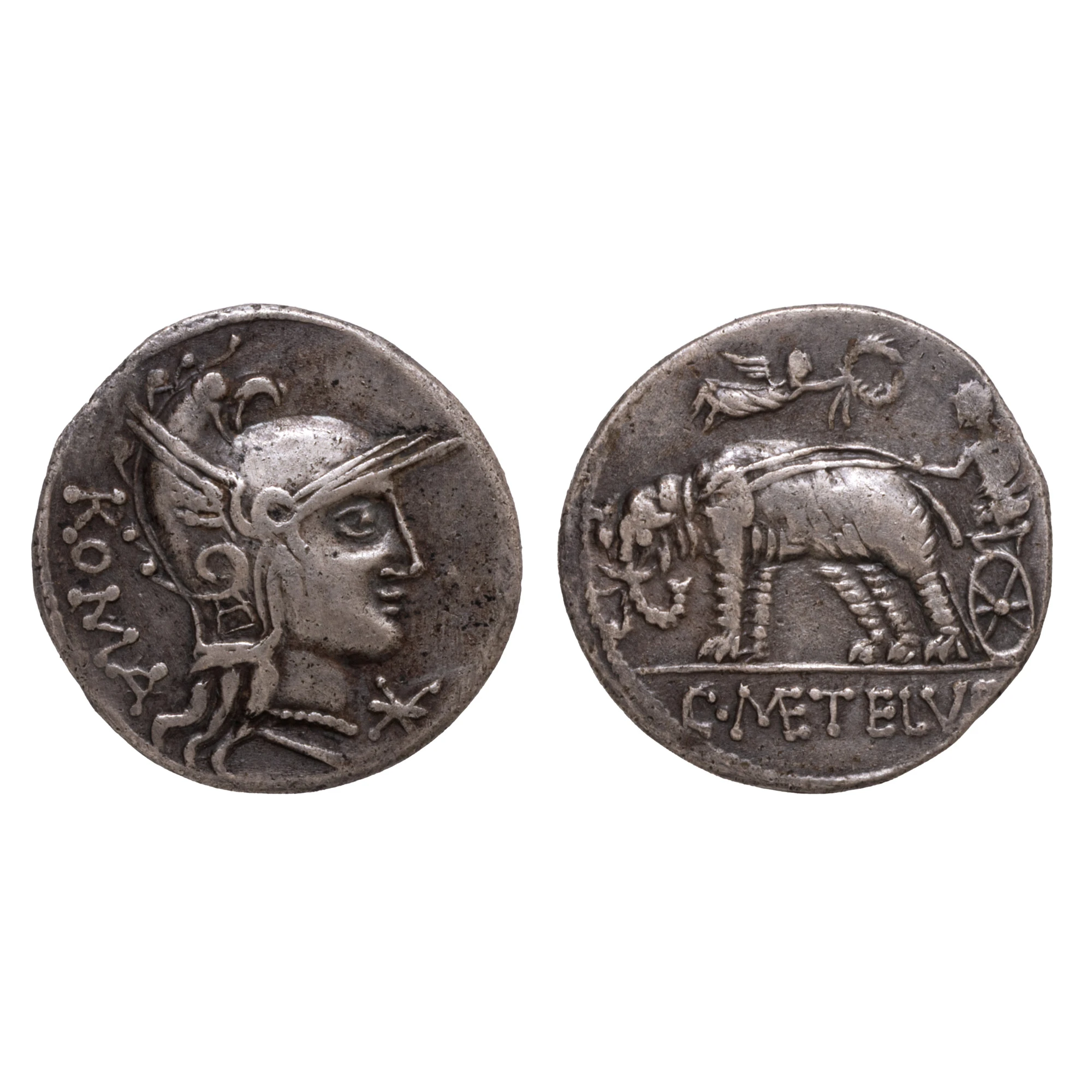 Monedă Denarius, Republica Romană, 125 î.Hr, argint