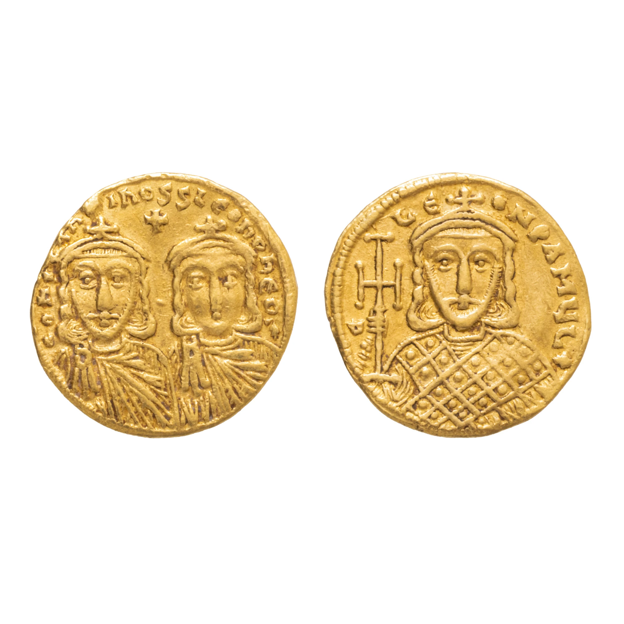 Monedă Solidus, Constantin V și Leon IV, Imperiul Roman de Răsărit, 756-764 e.n., aur