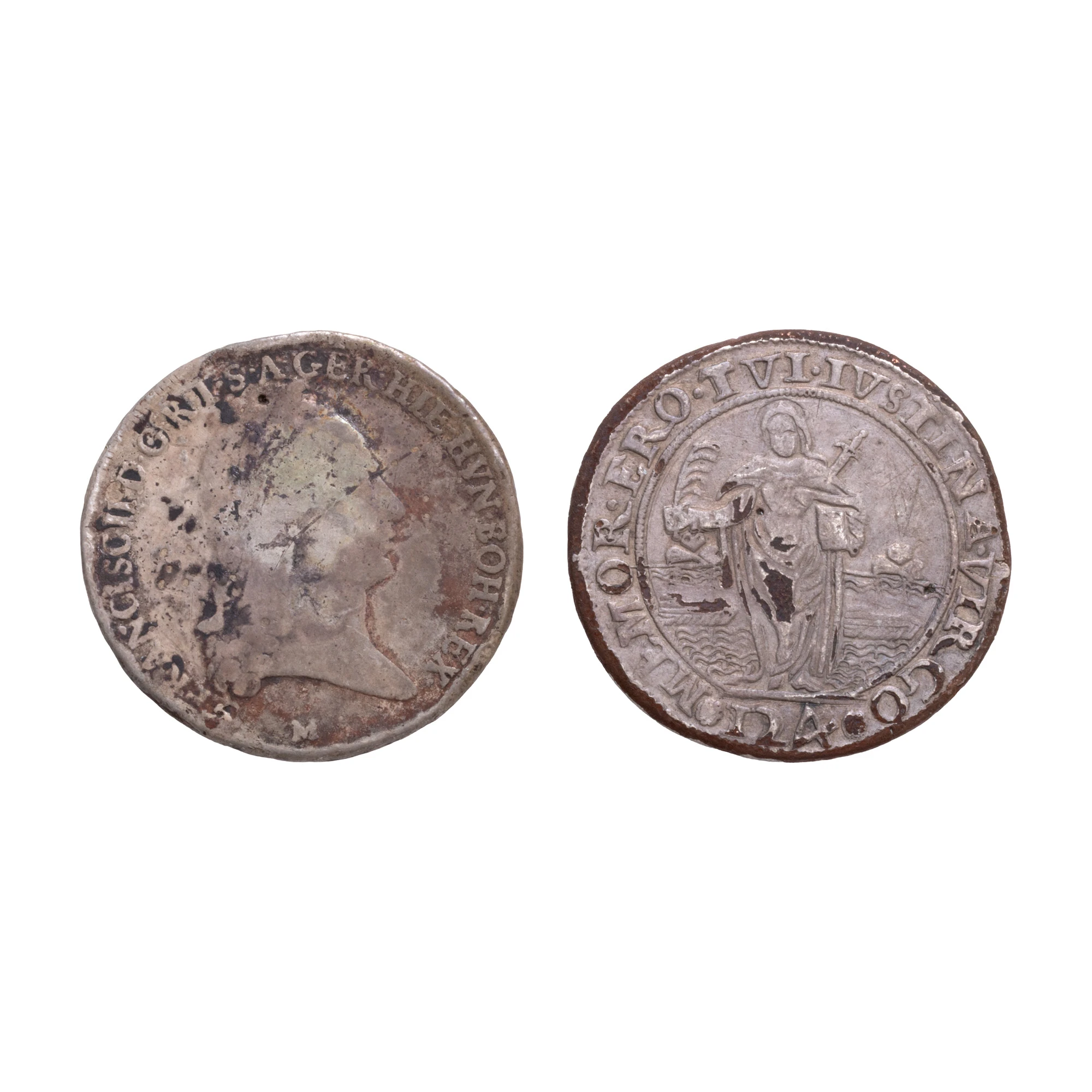 Lot format din monedă 1 Kronenthaler, Francisc II, 1793, și monedă 124 Solidi, dogele Pasquale Cicogna, 1585-1595, argint