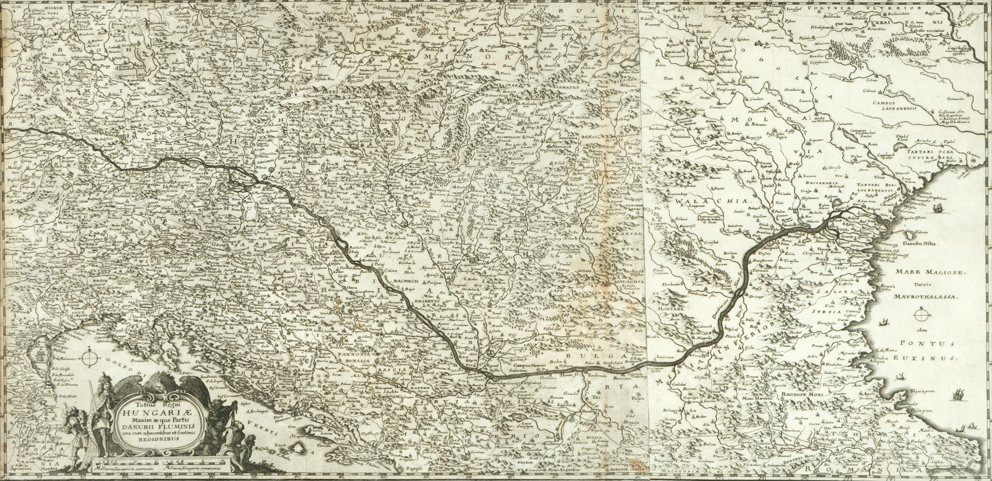 Hartă ”Dunărea și Regatul Ungariei”, de Janszoon Visscher, Amsterdam, 1657, piesă rară, de colecție