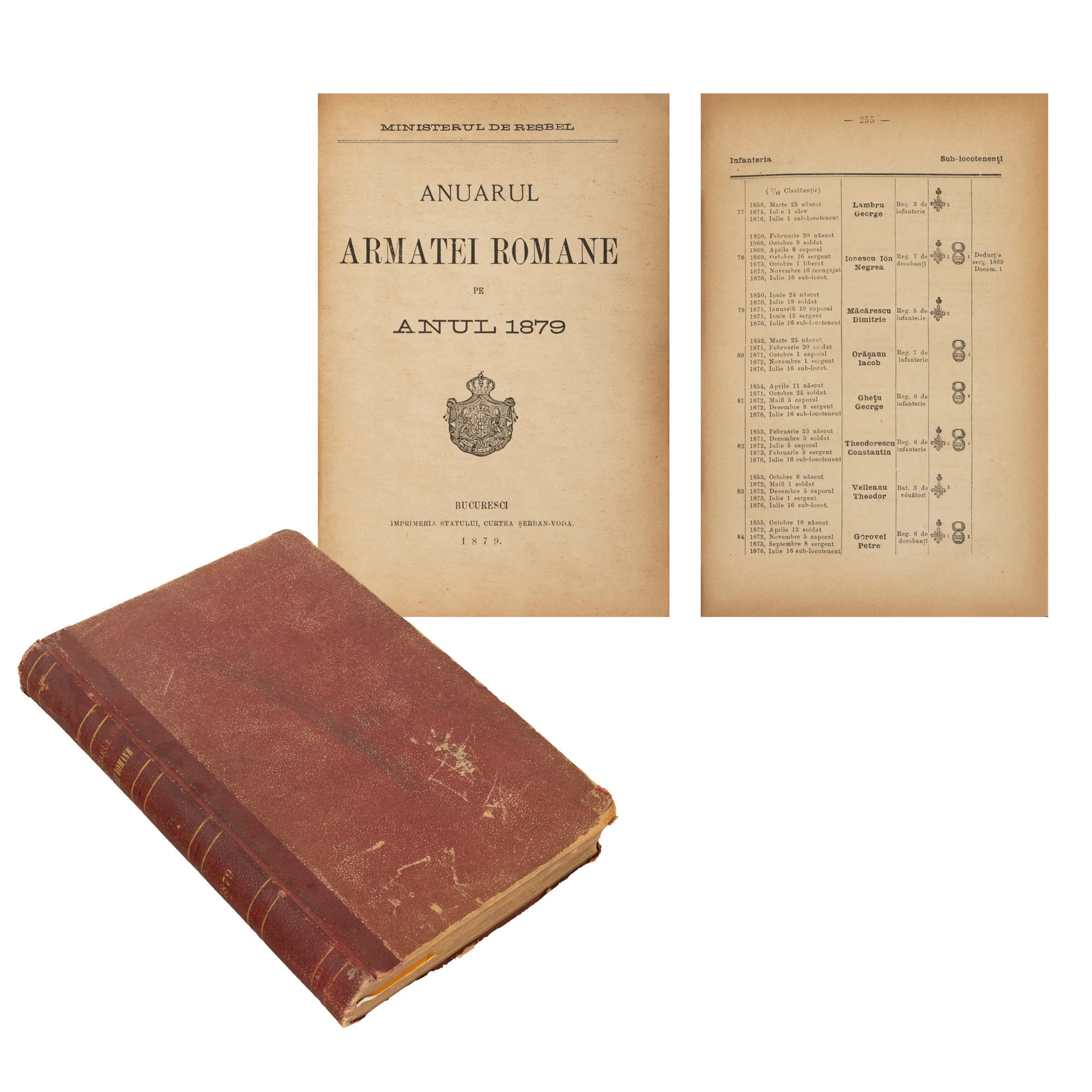 ”Anuarul Armatei Române pe 1879”, București, 1879