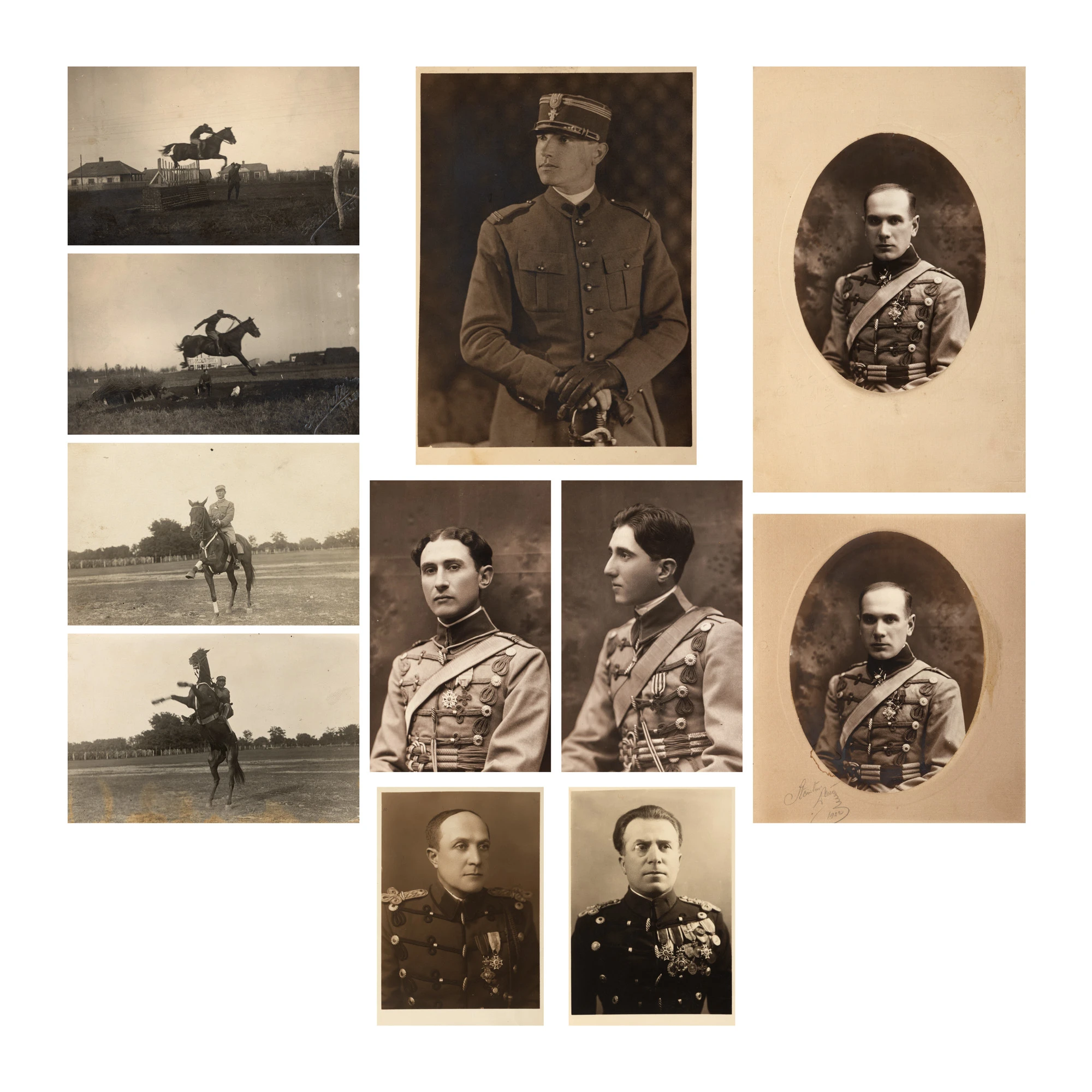 Lot format din 11 fotografii ilustrând ofițeri ai Regimentului 6 Roșiori, 1922-1938