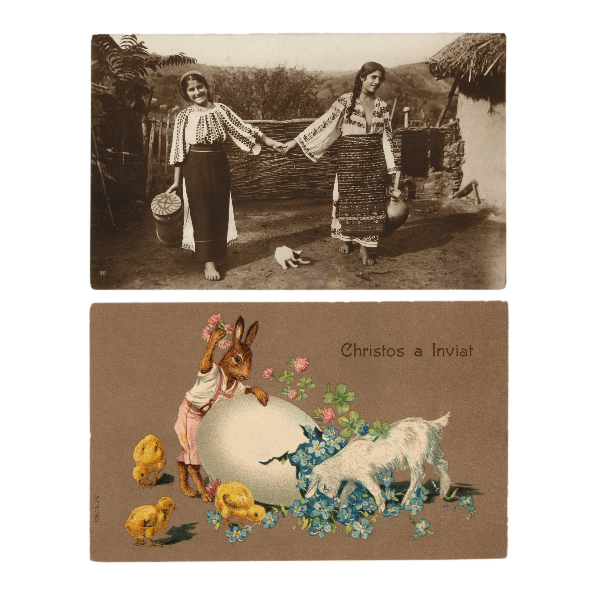 Lot format din două cărți poștale trimise de Ion Niculescu Dorobanțu către Pia Pillat, 1909