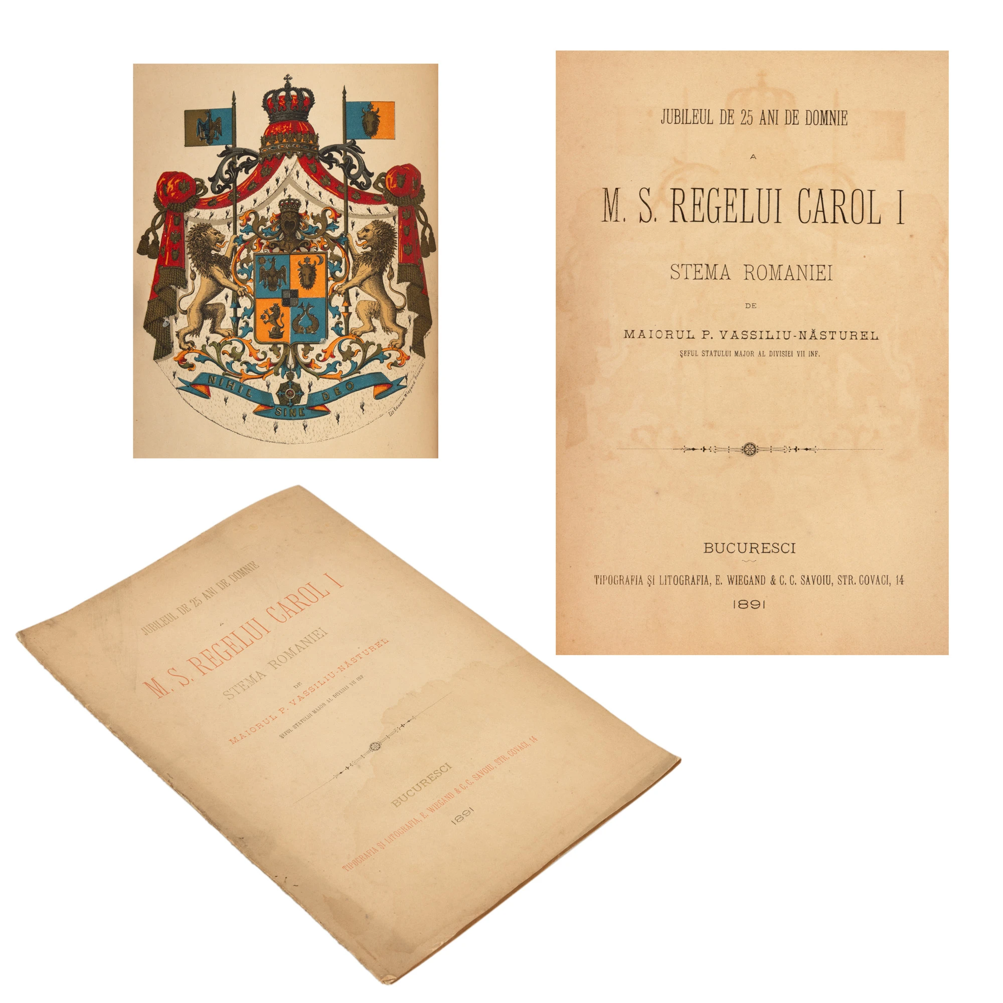 ”Jubileul de 25 de ani de domnie a M.S. Regelui Carol I”, de maior P. Vassiliu-Năsturel, București, 1981