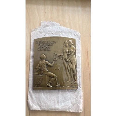 Plachetă ”Expozițiunea Generală Română din 1906”, gravori Joseph Resch și R. Cizek, 1906