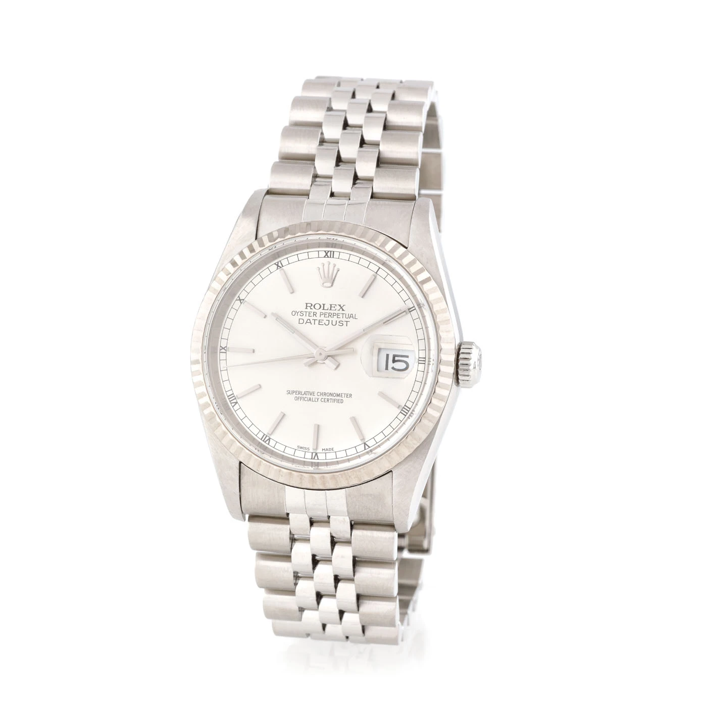 Ceas Rolex DateJust, de mână, unisex, cu bezelul din aur alb