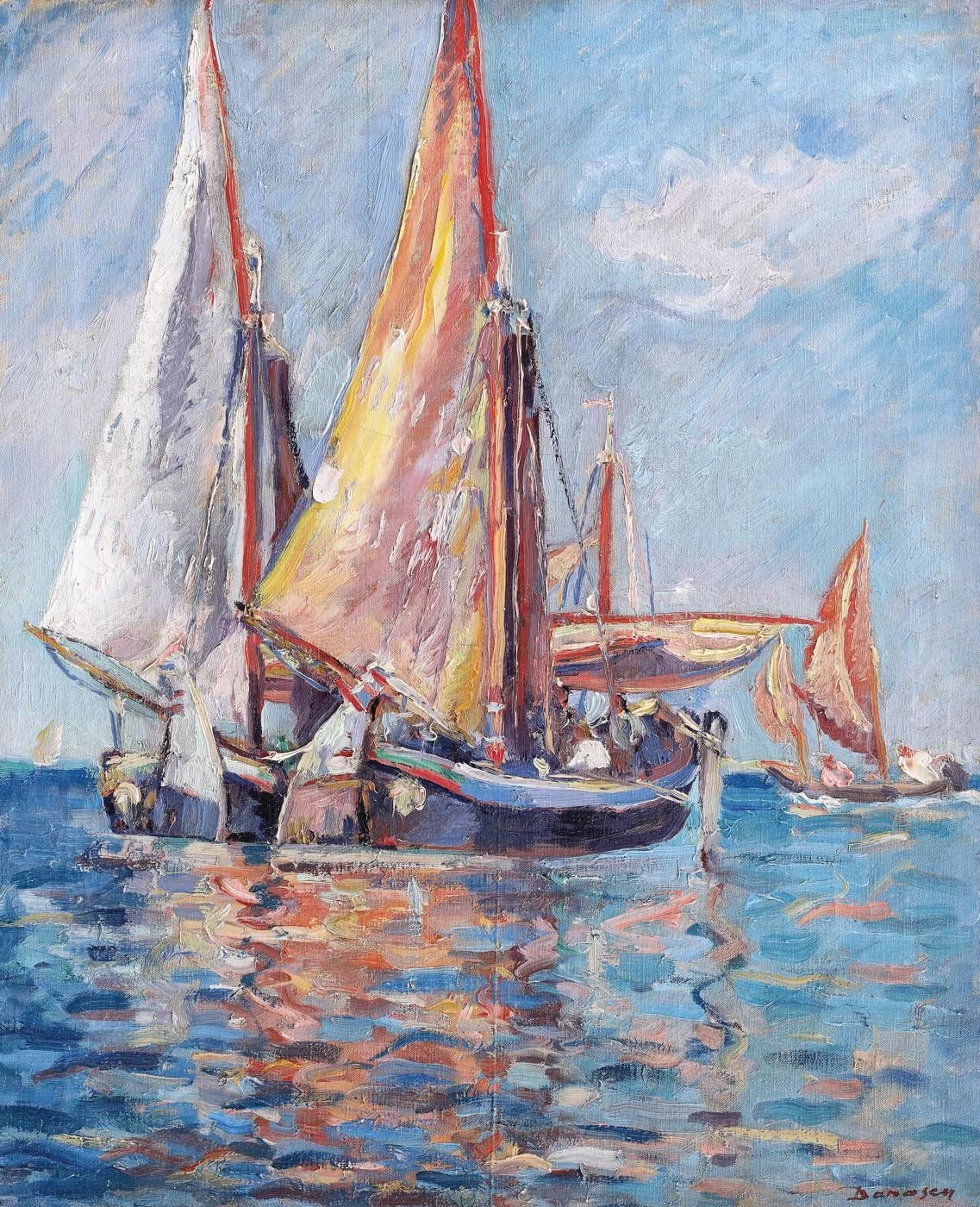 At sea