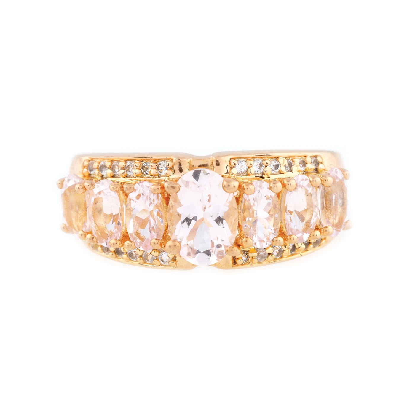 Inel din argint aurit, decorat cu morganite și topaze