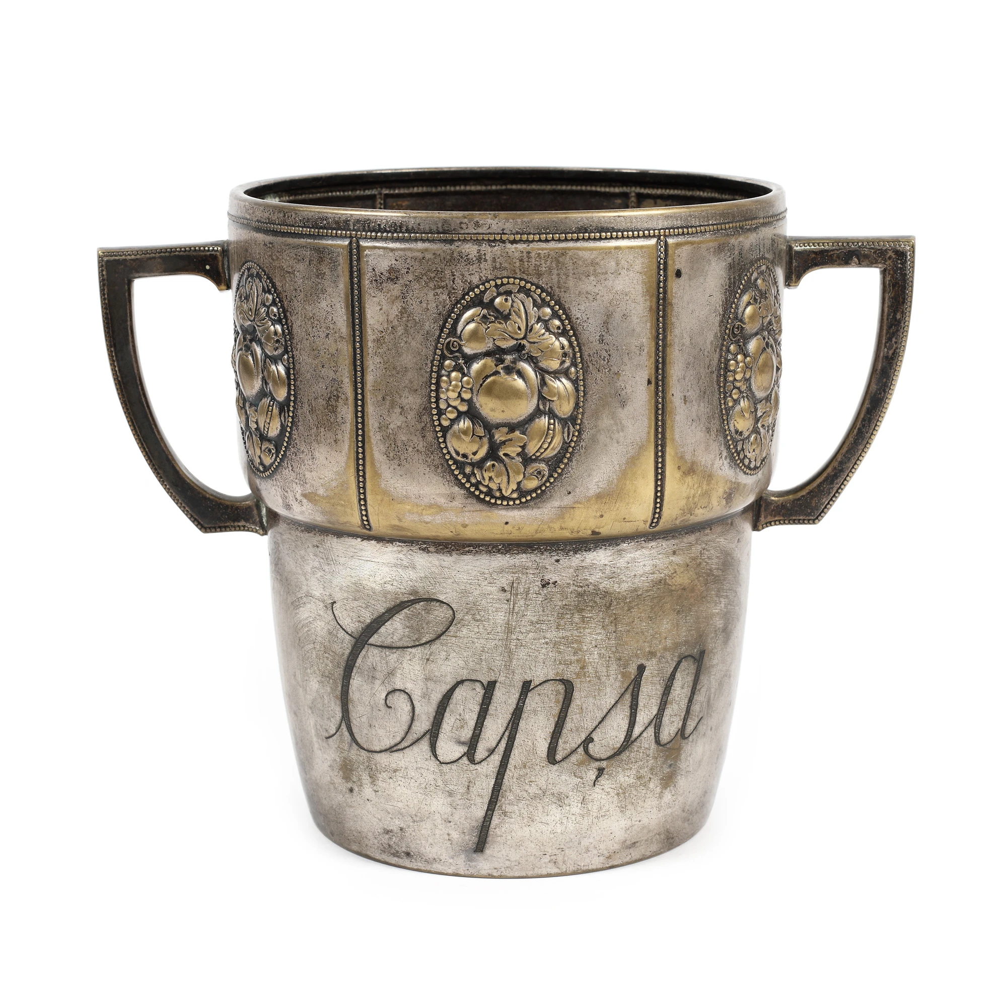 Ice bucket decorated with peonies and grapes, with Casa CapÈa brand