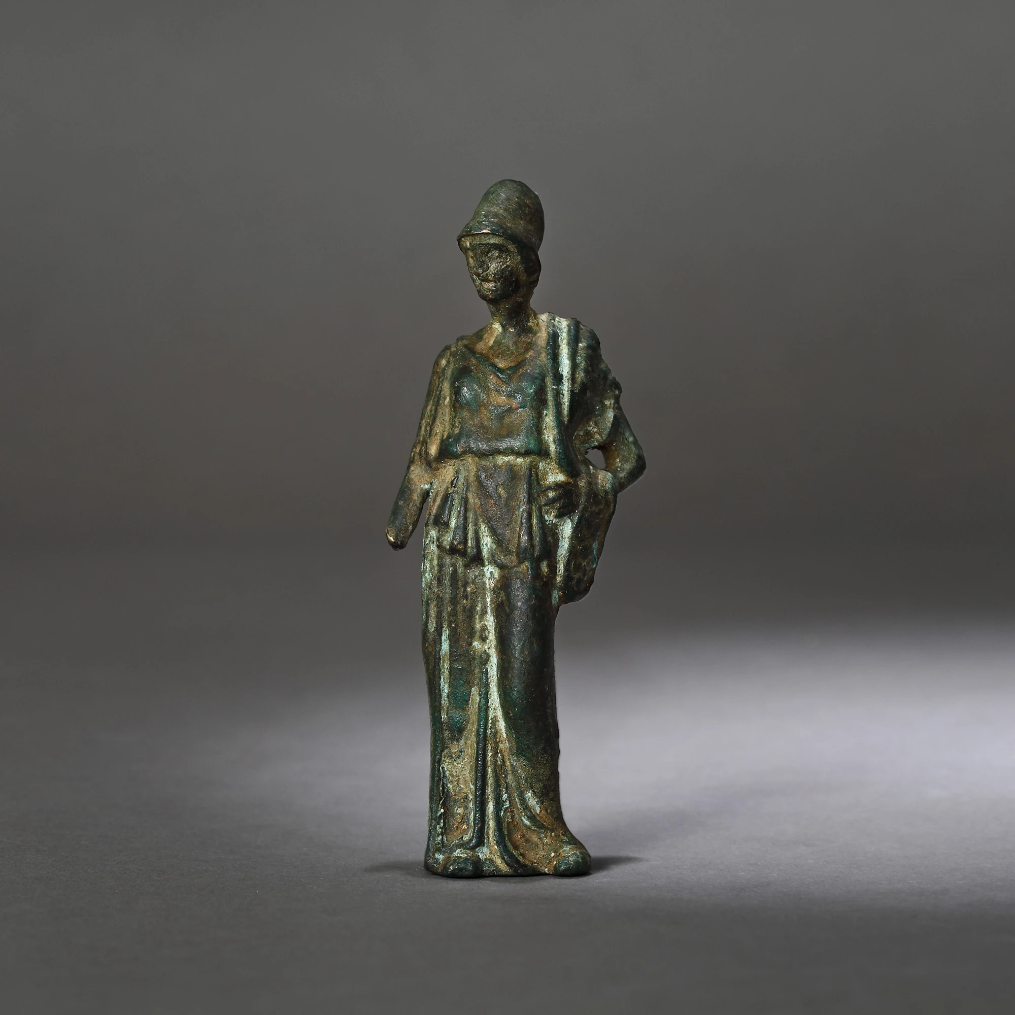 Bronze statuette depicting Athena, the goddess of wisdom, 1st century B.C.