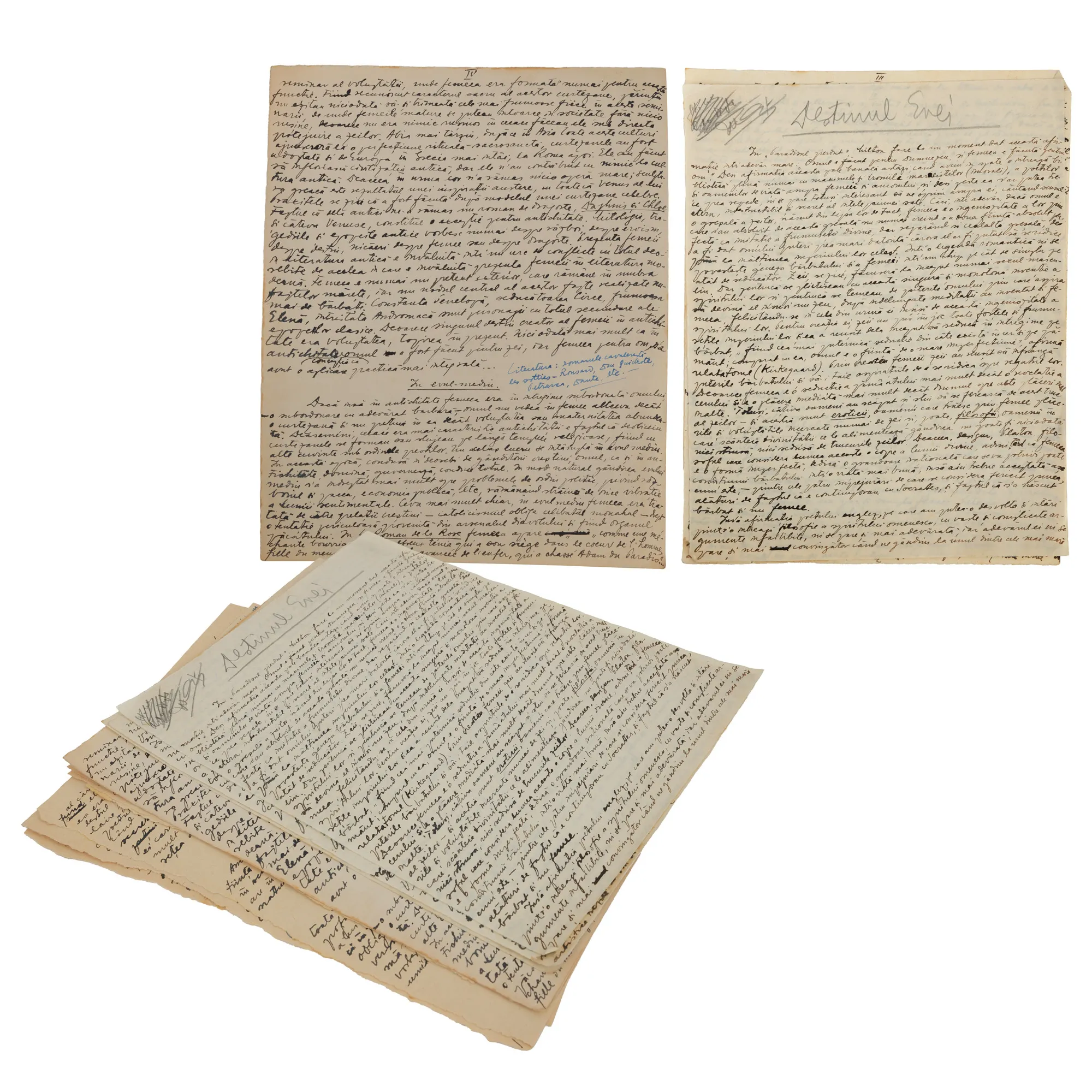 Manuscris ''Destinul Evei'', 11 iulie 1936, de Pericle Martinescu, semnat olograf (12 file)