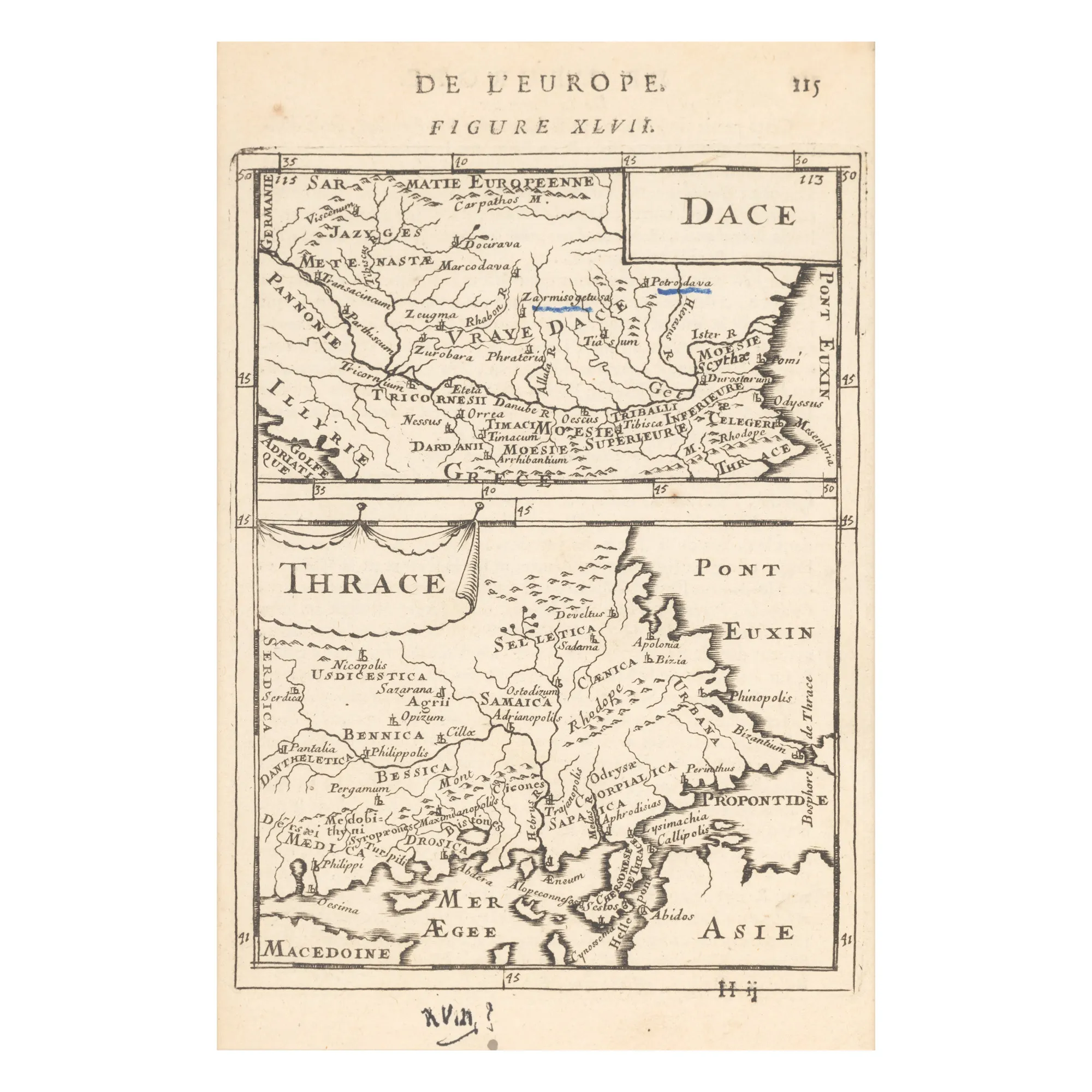 "Map 'Dacia and Thracia' by Alain Manesson Mallet, Paris, 1683"