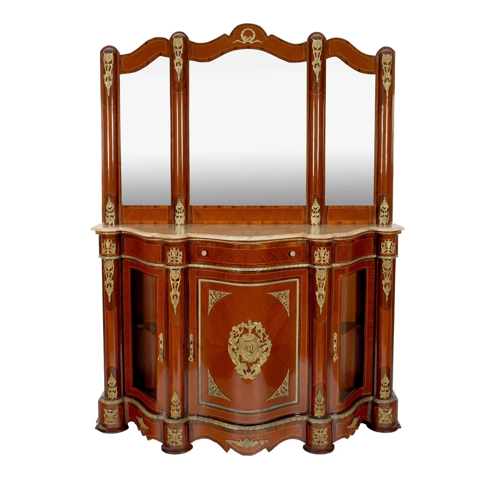 Neo-Empire style mahogany dresser with mirror, decorated with gilt bronze ornaments, approx. 1920-1930