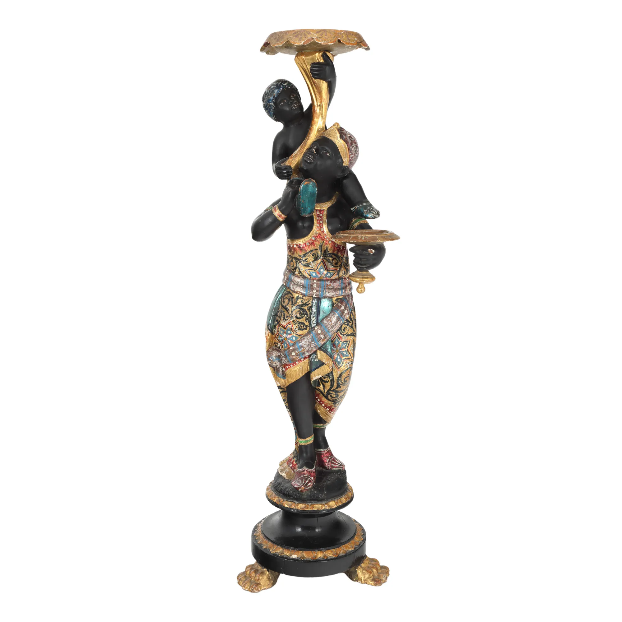 Piedestal Blackamoor, din lemn pictat și sculptat, începutul sec. XX