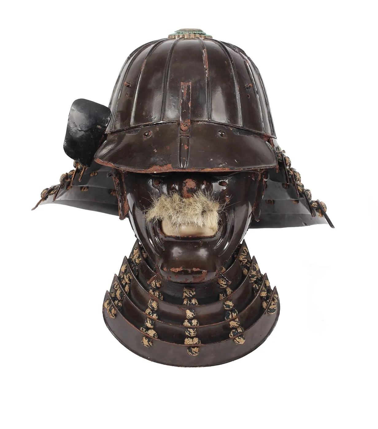 Kabuto cu mempo (cască şi mască de samurai), perioada Edo (1603-1868), piesă de colecție