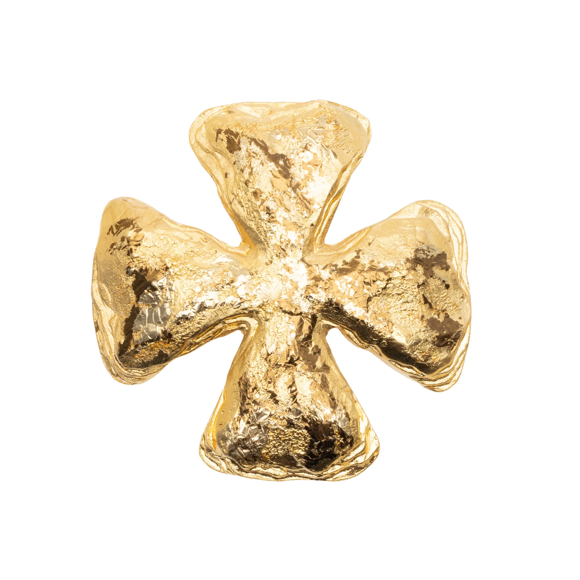 Yves Saint Laurent Brooch, gold-plated, in the shape of a Maltese cross
