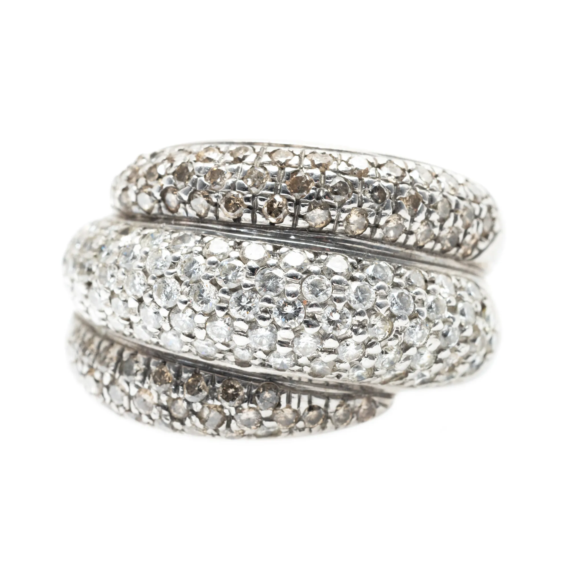 Massive white gold ring, paved with diamonds