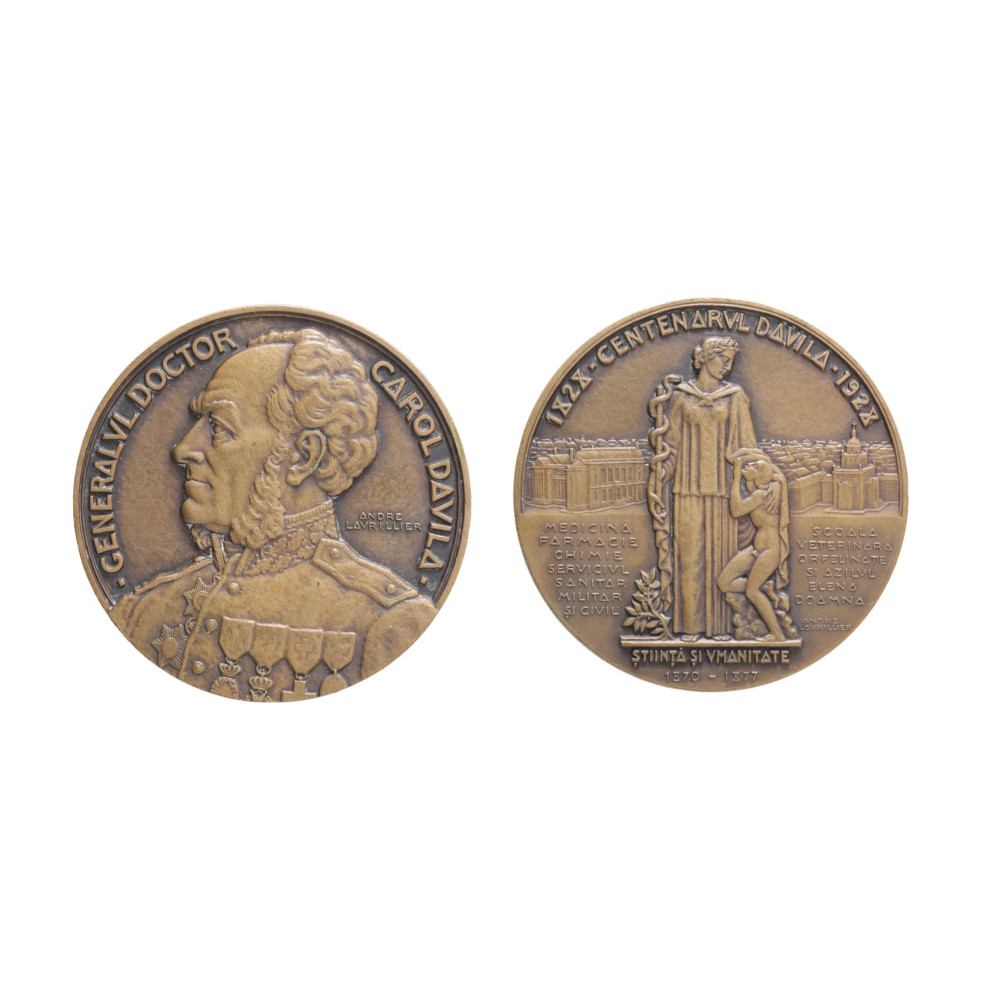 "Centenary Medal of Carol Davila", engraver André Lavrillier, 1939