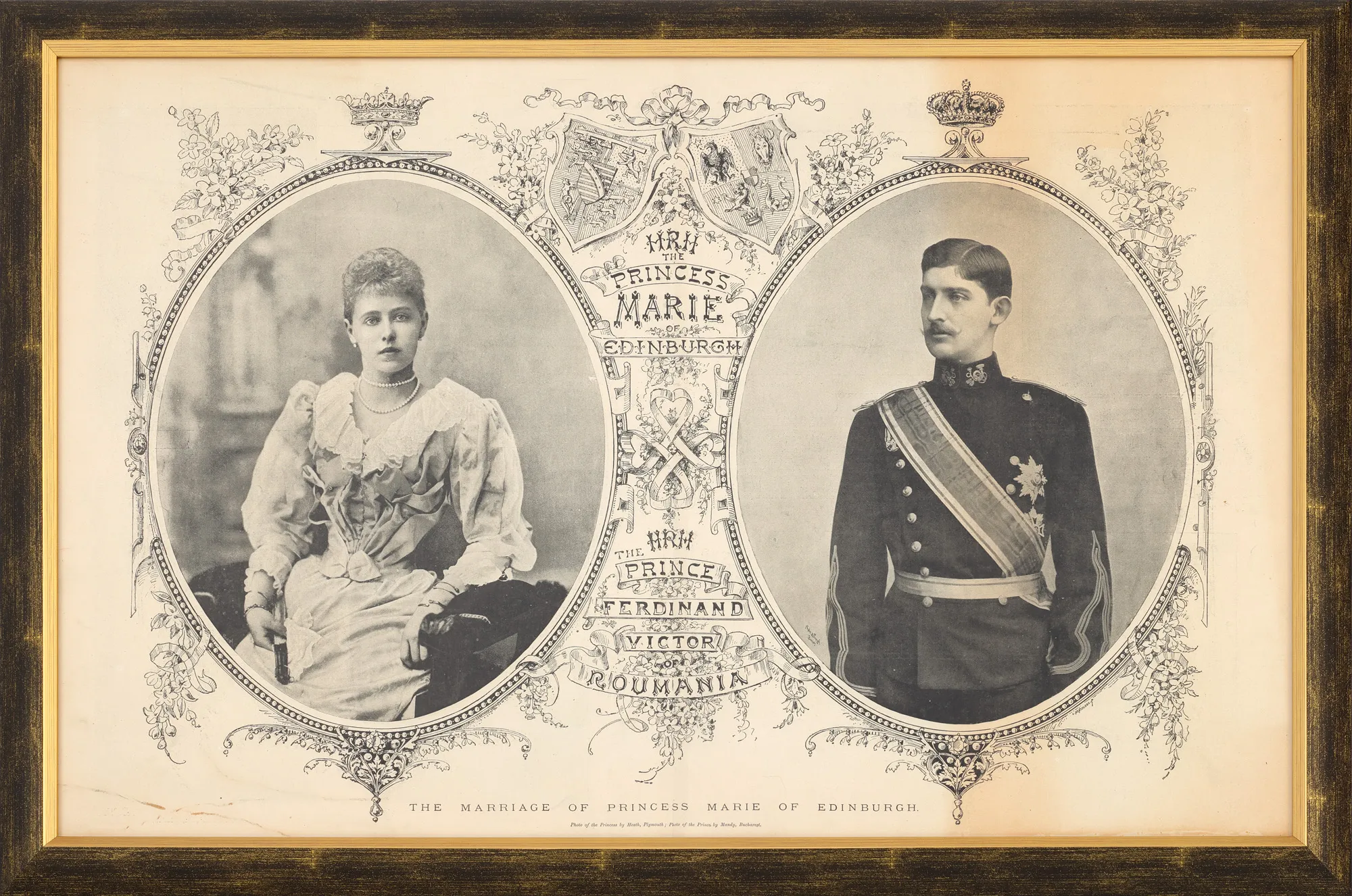 Press lithographic illustration, depicting Prince Ferdinand and Princess Maria, made on the occasion of their wedding, 1893