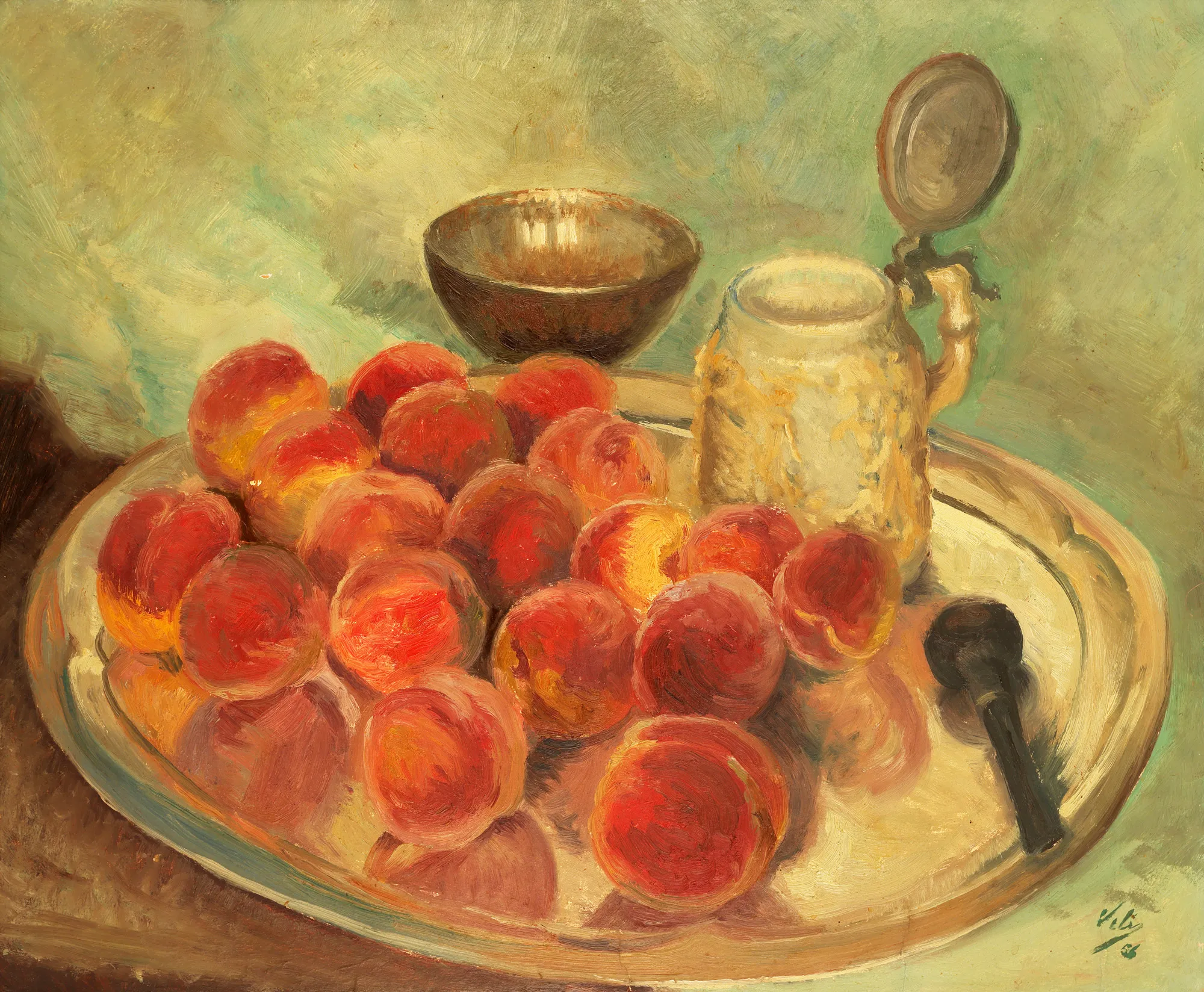 Still Life with Peaches and Carafe