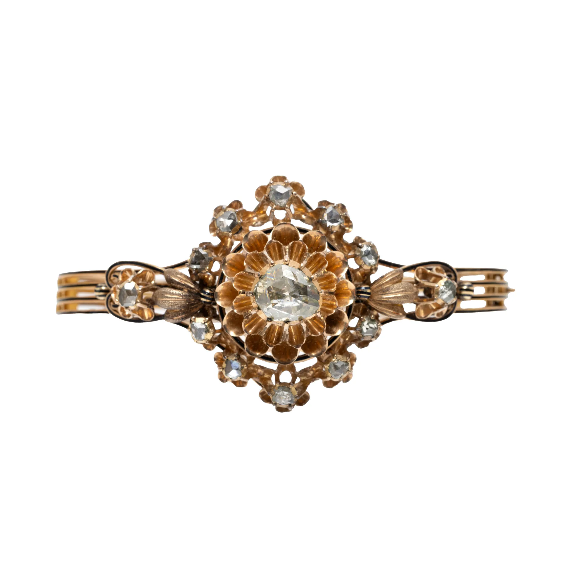 Spectacular gold bracelet, decorated with diamonds, circa 1920