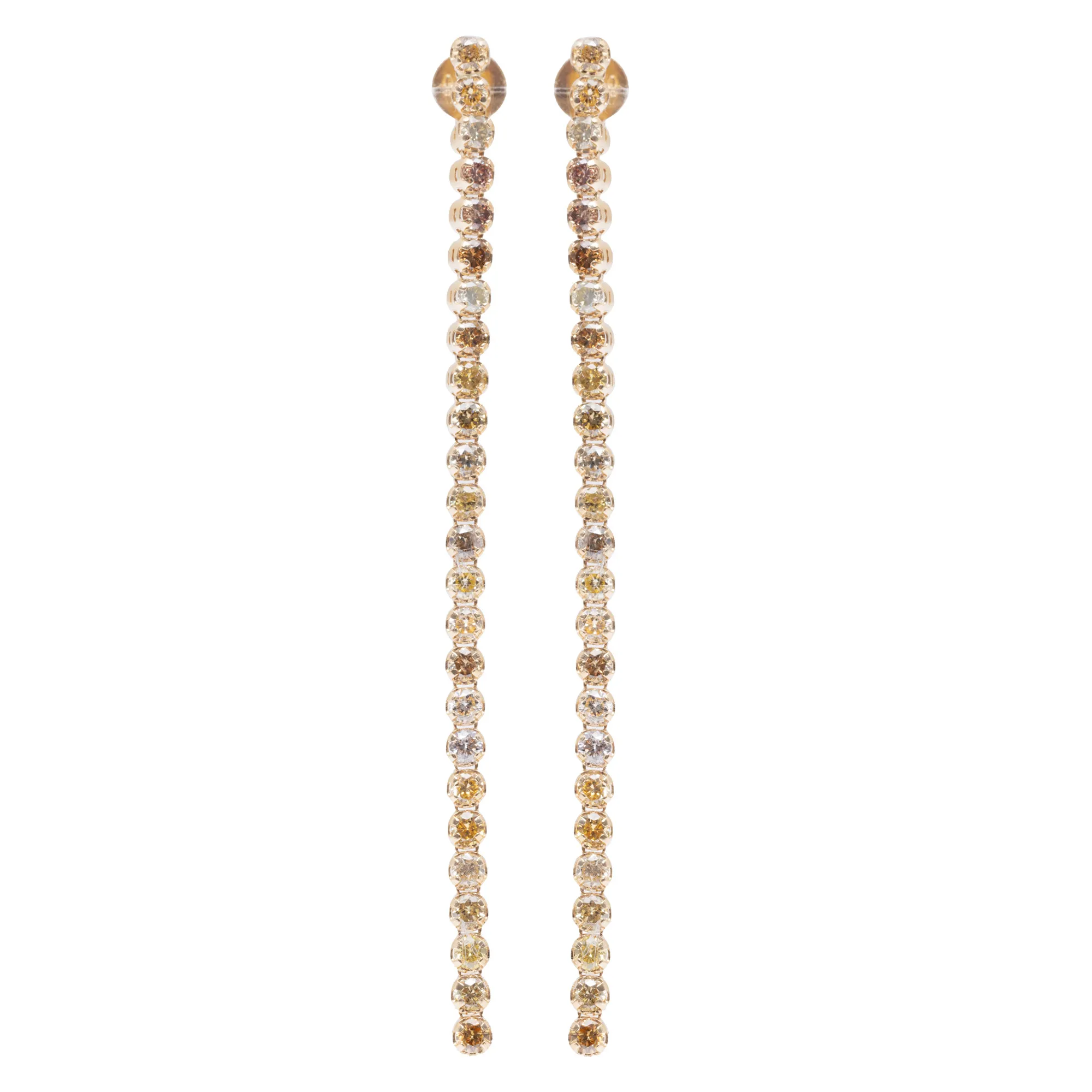 Pair of gold earrings, decorated with diamonds, accompanied by Gem Report Antwerp gemological certificate.