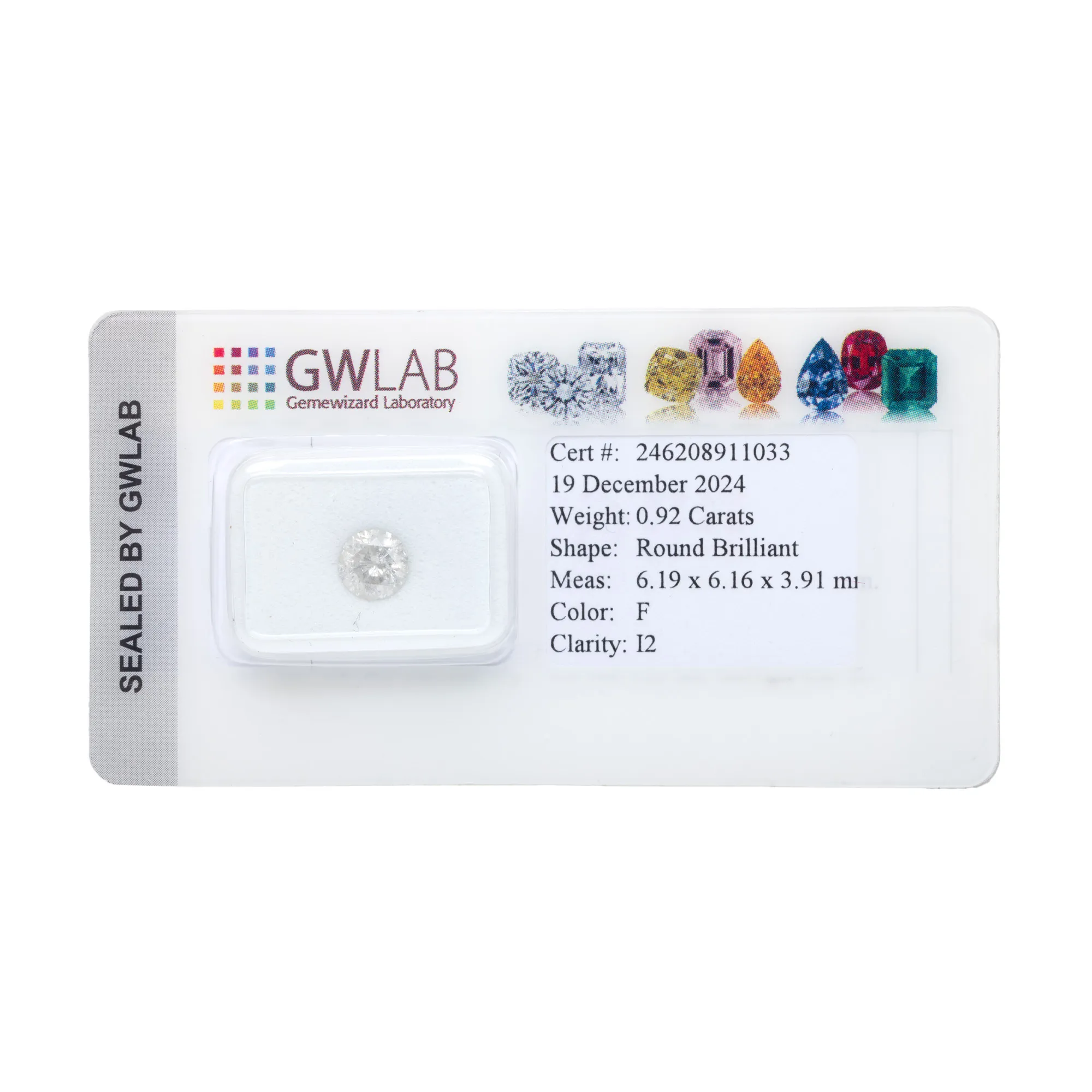 Diamant rotund briliant, cca. 0,92 ct., însoțit de certificat gemologic GWLAB