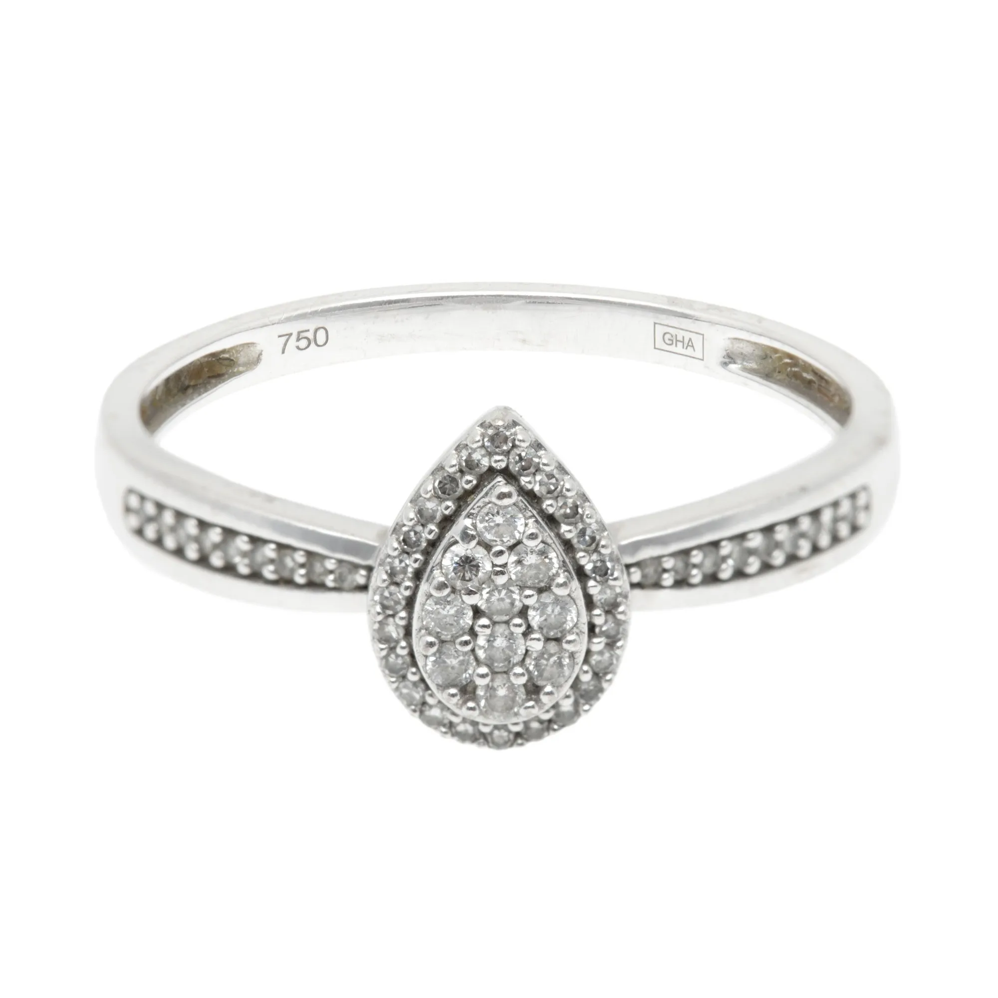 White gold ring, paved with diamonds